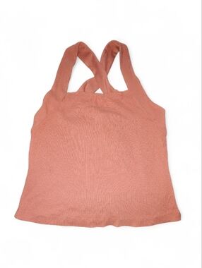 ANTHROPOLOGIE Dusty Rose Ribbed Criss Cross Back Square Neck Tank Top - Large